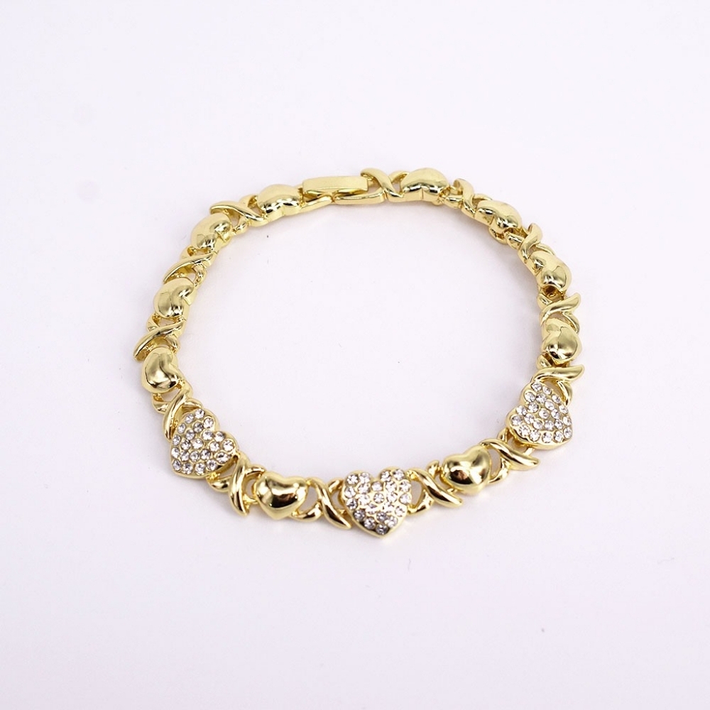 14k Layered real gold filled xo bracelet hearts 7.5"